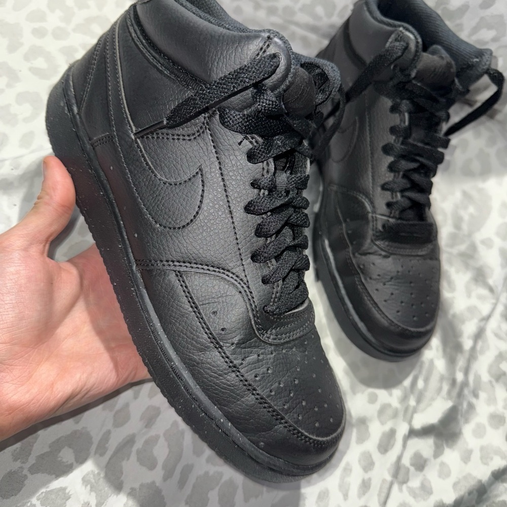 Nike Black Leather High-Top Sneakers